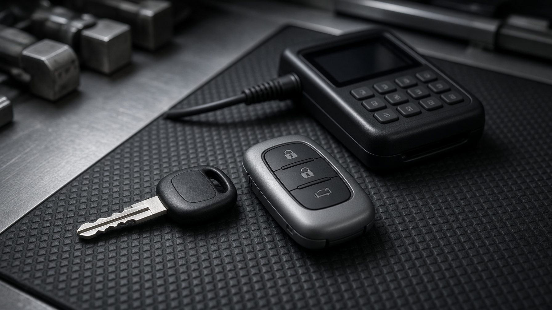 Key fob and transponder key ready for on-site programming