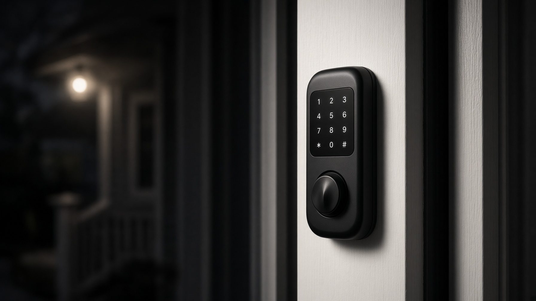 Smart keypad lock on a residential door